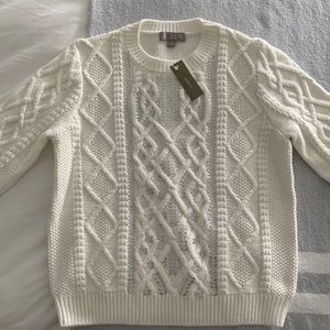NWT J Crew Cable Knit Sweater w/ Rhinestone detail - Cream, XS
